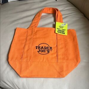 Trader Joe's Mini Orange Canvas Tote Bag